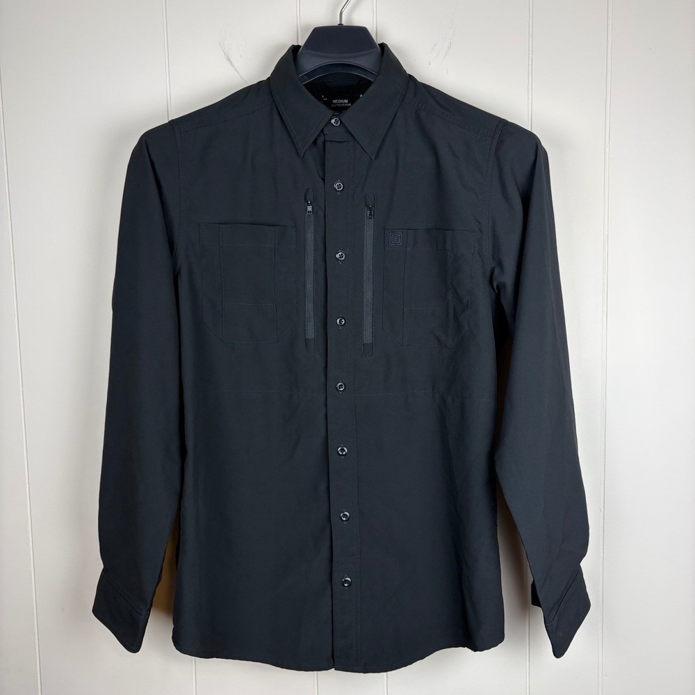 5.11 Tactical Men Black Long Sleeve Button Up Utility Shirt Medium TAC-U30